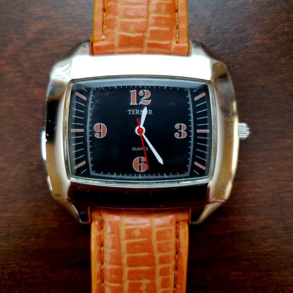Bijoux Terner Orange Black Face Orange Leather Band Quartz Unisex Wrist Watch main image 7